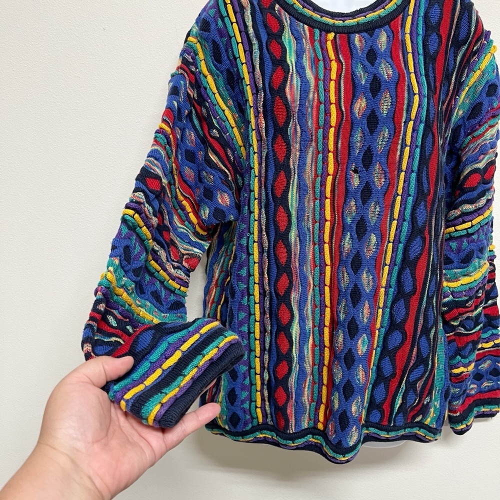 Tundra Canada Mens Vintage 90s Y2K 3D Colorful Knit Long Sleeve Sweater Size L - Picture 2 of 11